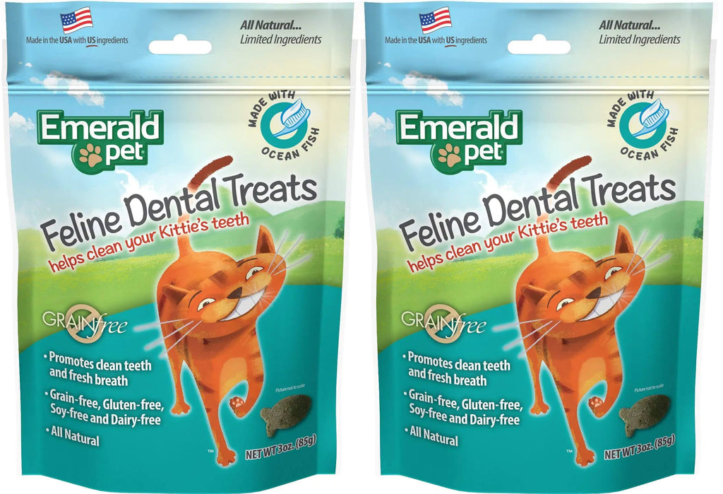 Emerald Pet Ocean Fish Dental Cat Treats, 2-Pack, 3oz