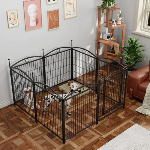 Metal Dog Play Yard with Door - 32 Inch 8 Panels