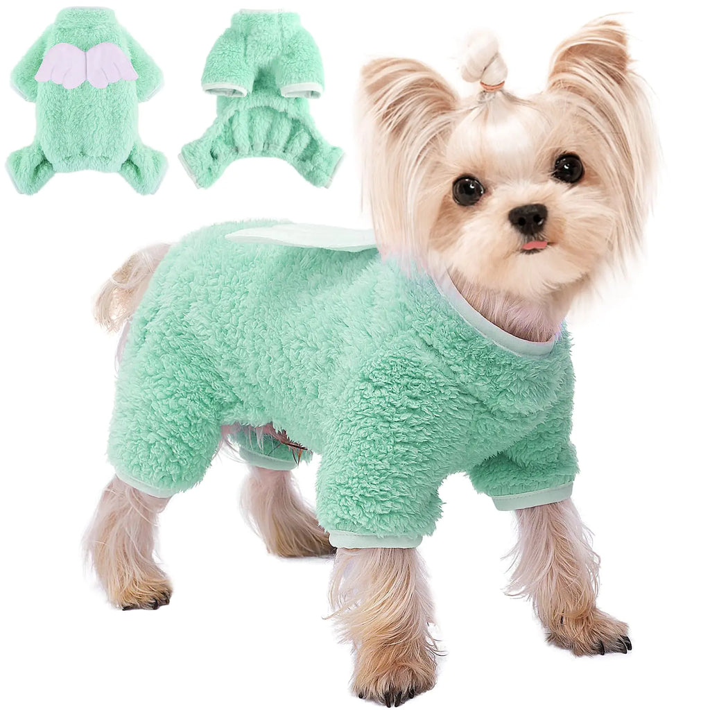 Cozy Fleece Small Dog Pajamas - Green