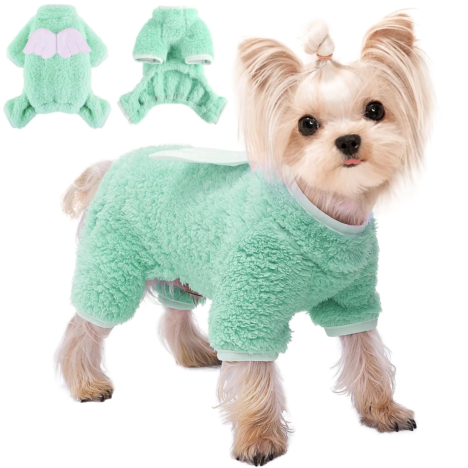 Cozy Fleece Small Dog Pajamas - Green