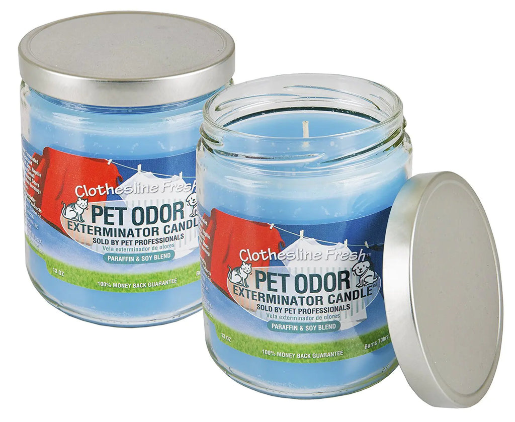 Clothesline Fresh Scent Pet Odor Candle 13oz Twin Set