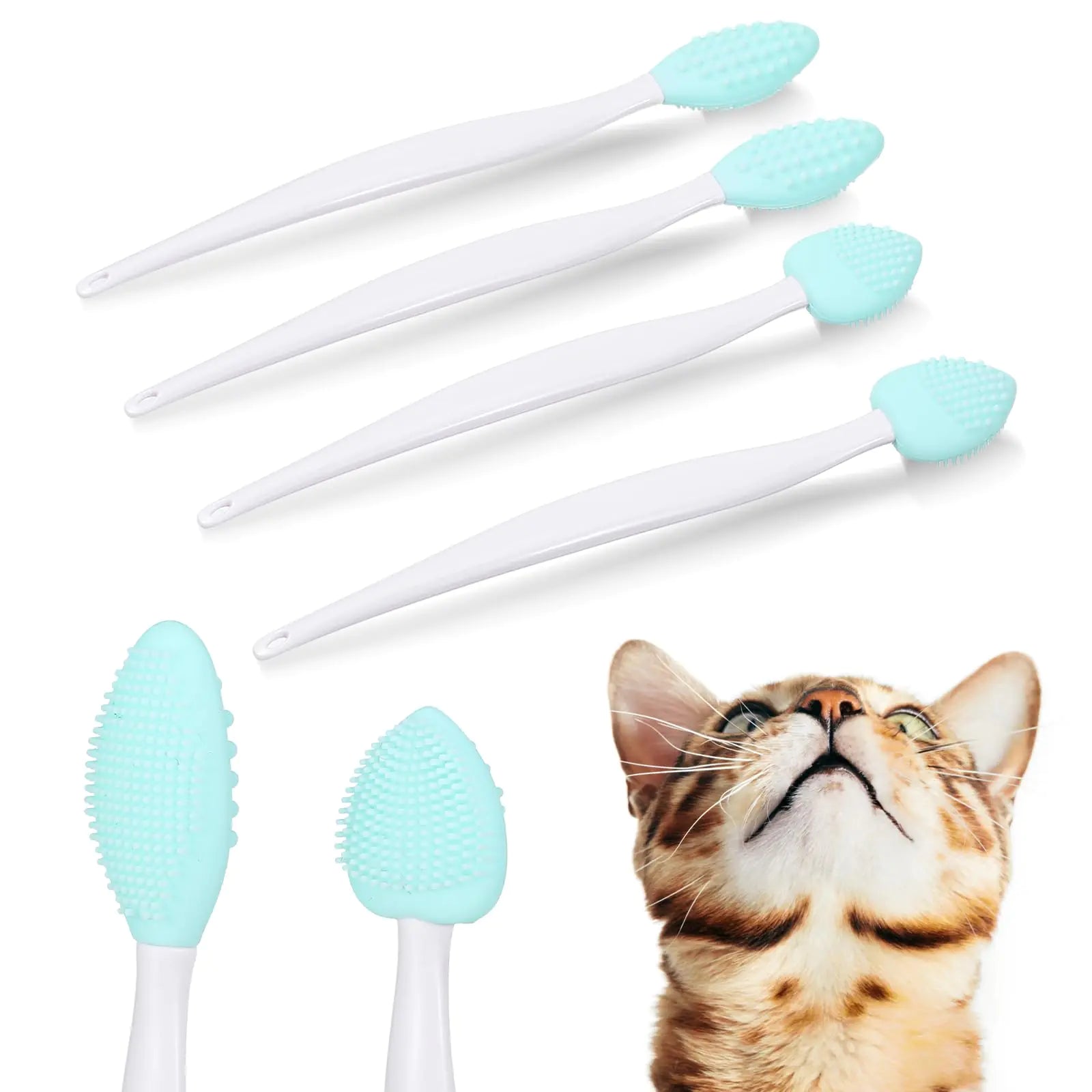 4Pc Cat Chin Care Brushes - Black Seed Exfoliating Scraper
