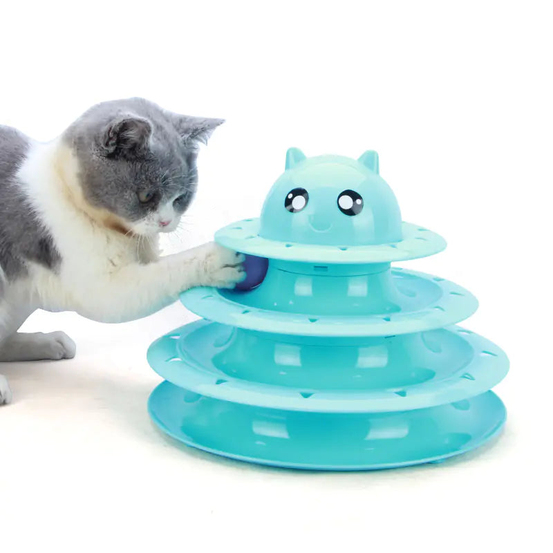 Cat Toy with Three-Tier Tower and Spinning Ball