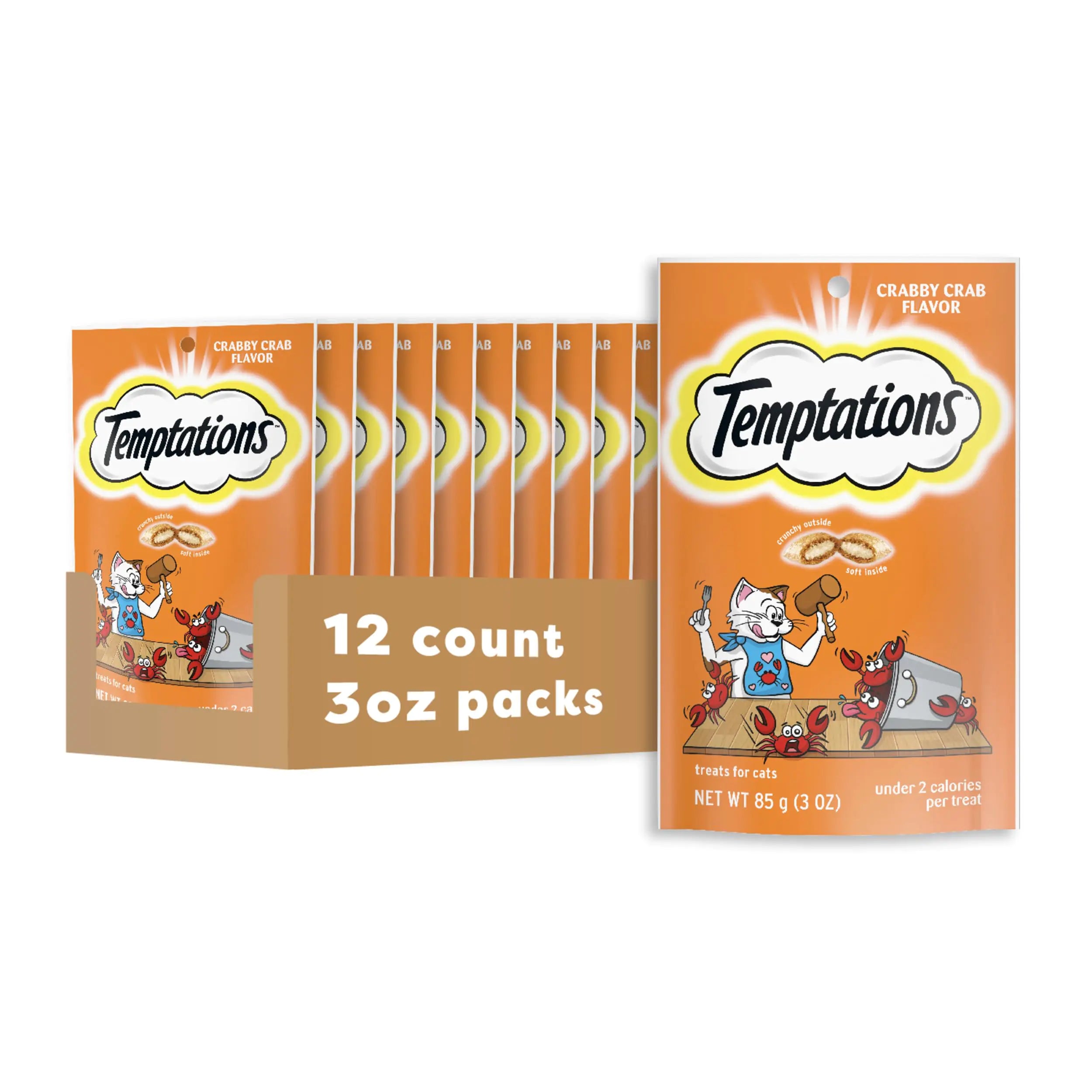 Temptations Dual Texture Crab Cat Snacks, 3 oz - 12 Pouches