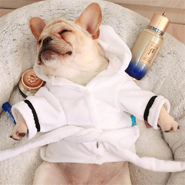 Cozy Canine Hooded Bathrobe - White