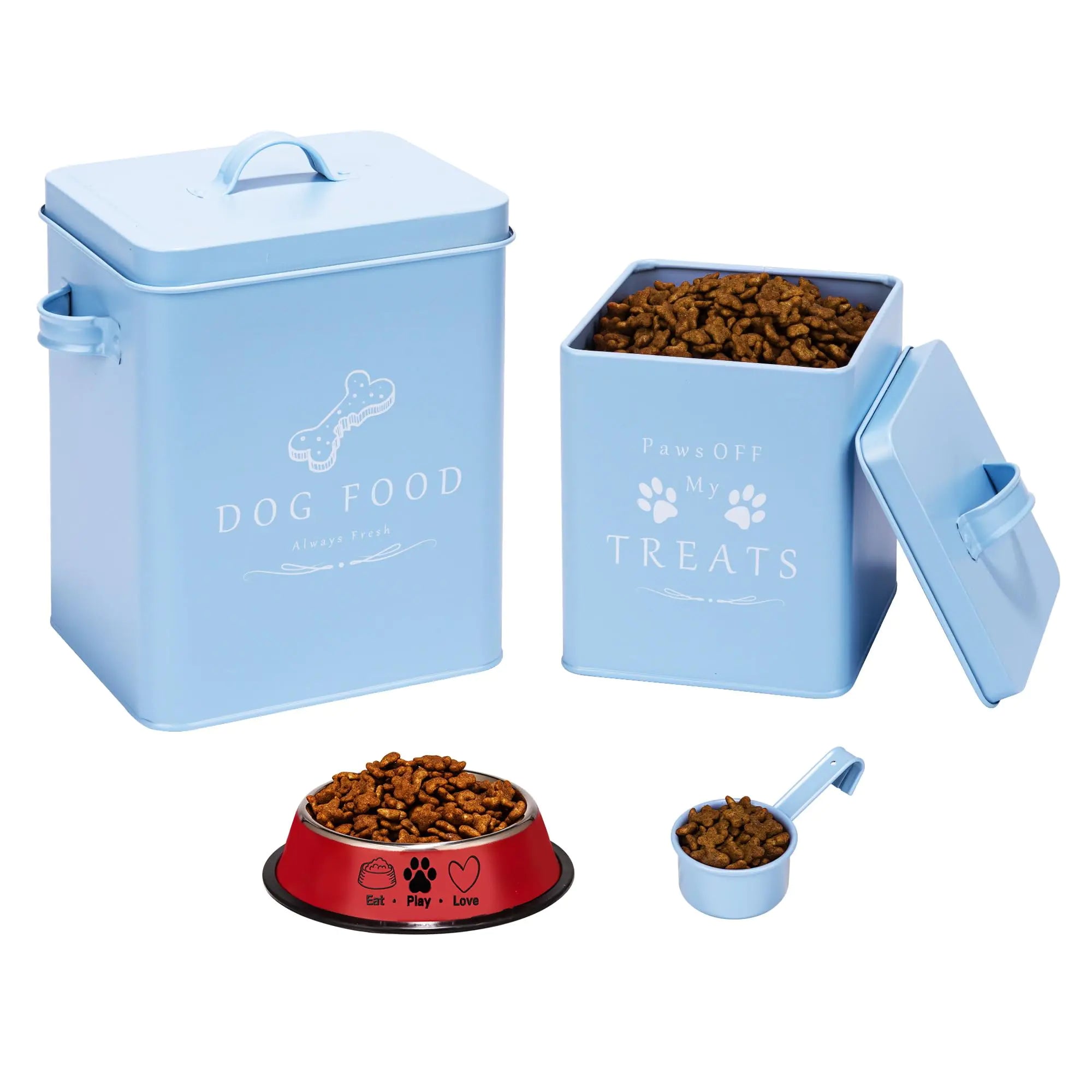 Meraki Blue Farmhouse Pet Food Storage Set