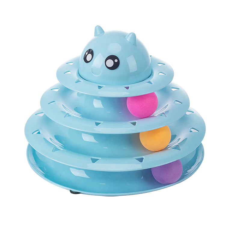 Cat Toy with Three-Tier Tower and Spinning Ball