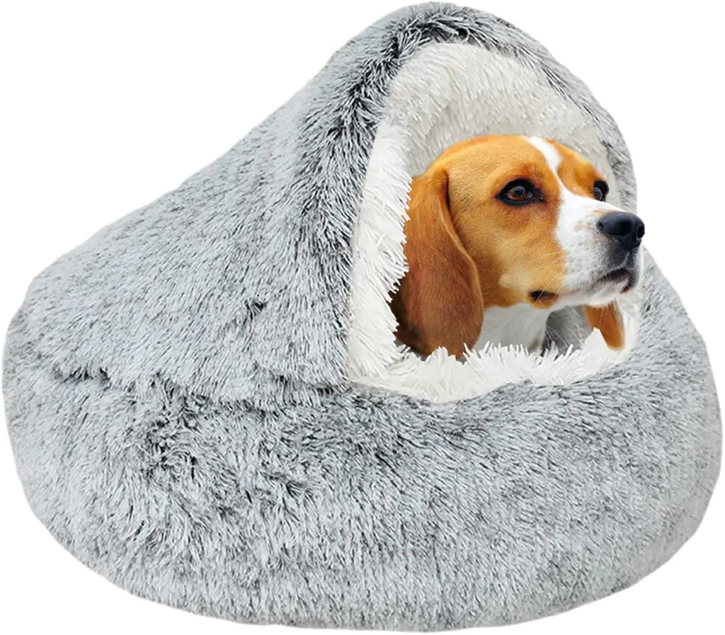Cuddly Fur Donut Bed for Small Dogs - Non-Slip 25in