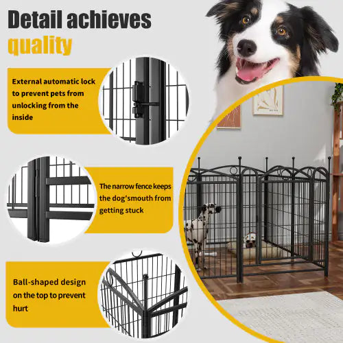 Metal Dog Play Yard with Door - 32 Inch 8 Panels