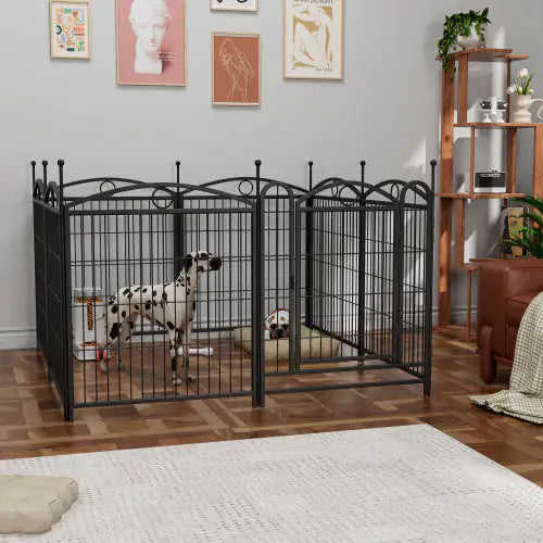 Metal Dog Play Yard with Door - 32 Inch 8 Panels