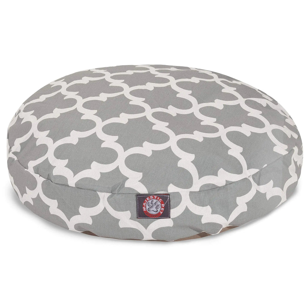 Majestic Round Gray Trellis Comfort Pet Bed