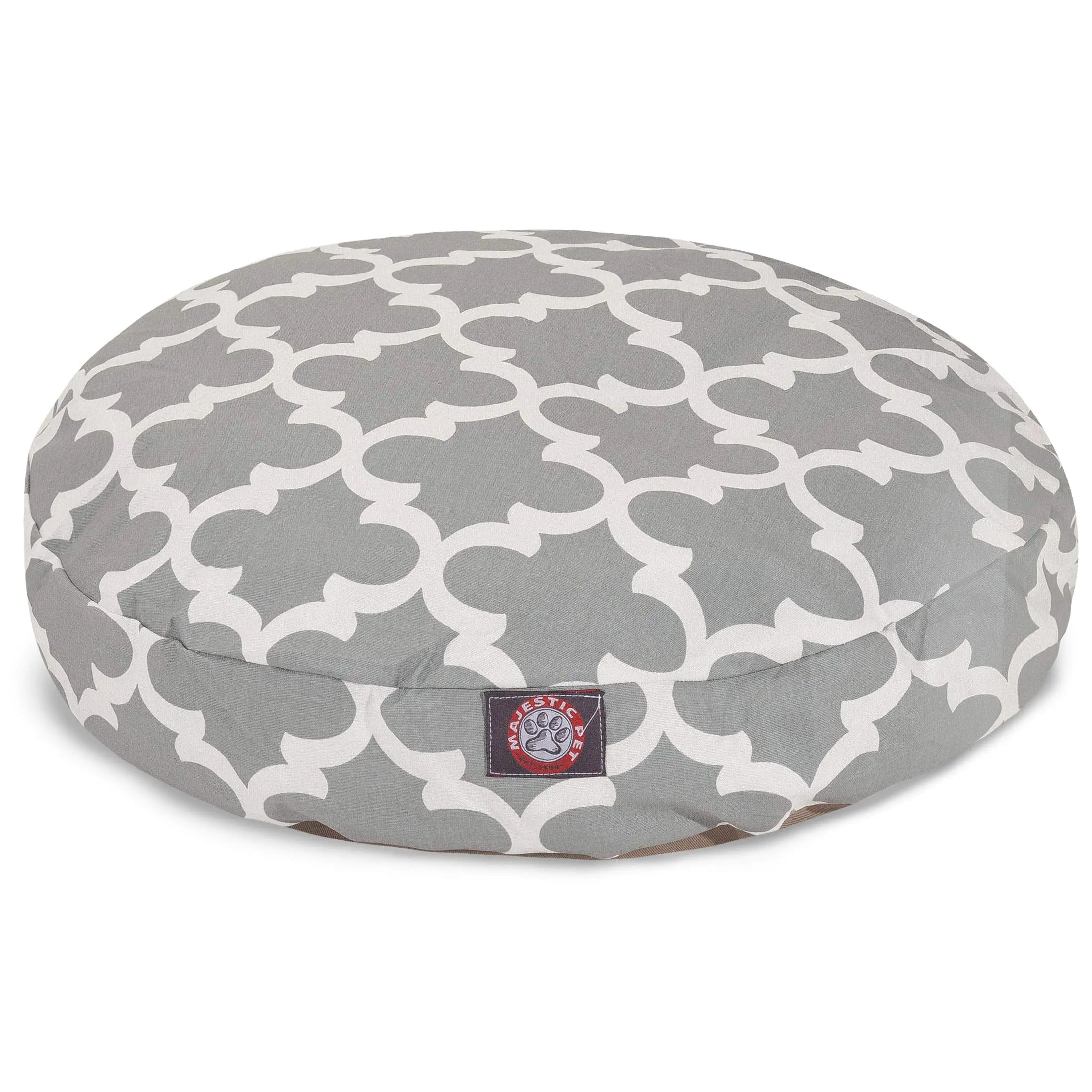 Majestic Round Gray Trellis Comfort Pet Bed