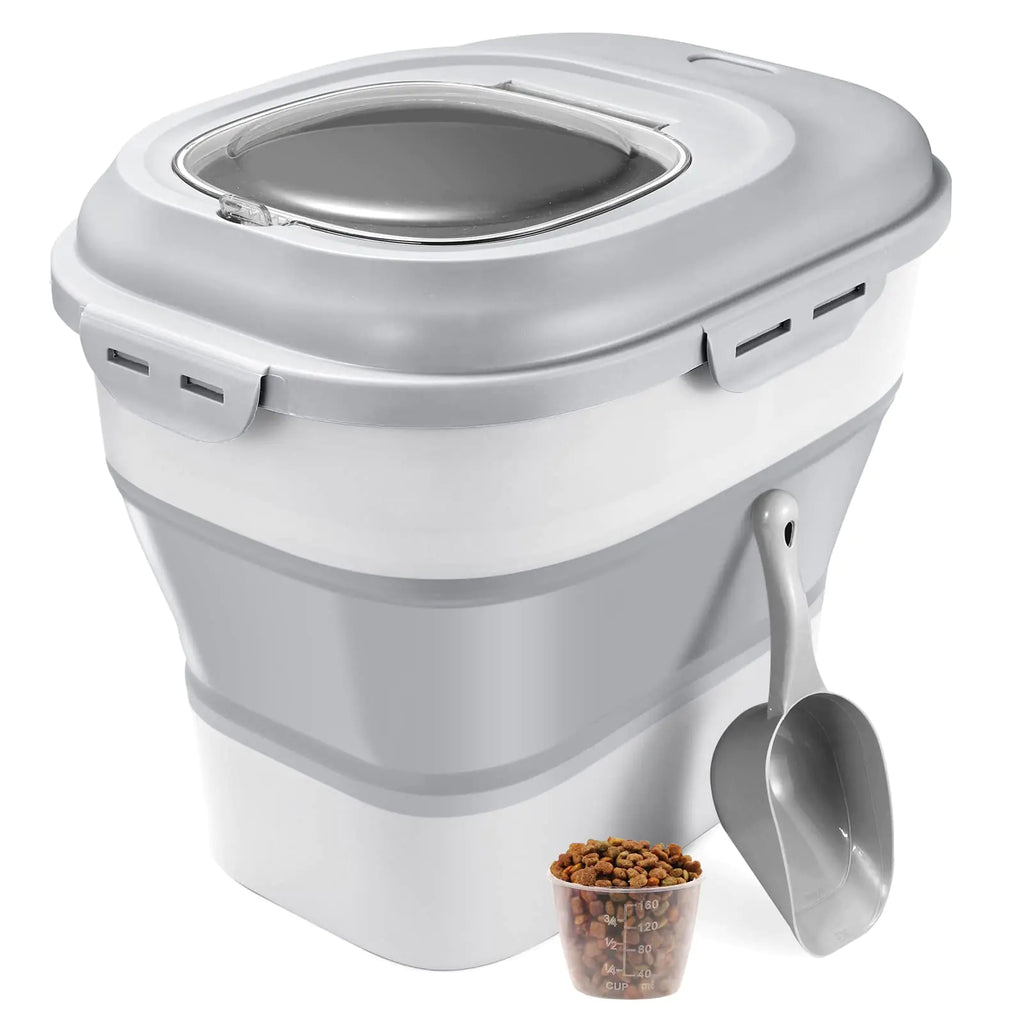 Lockcoo Foldable Airtight Pet Food Keeper with Scoop & Wheels 30 lb