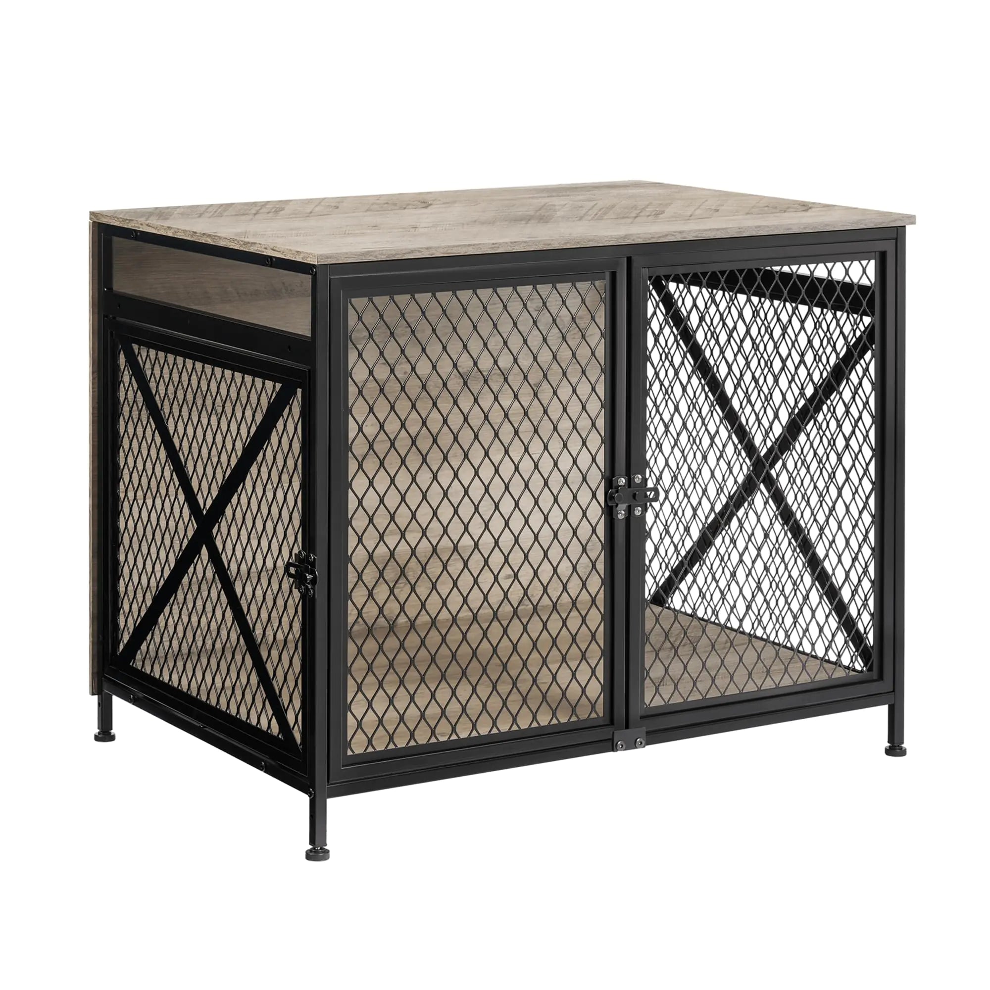 DWANTON Stylish Dog Kennel 25" - Multi-Entry Connectable Wood Crate